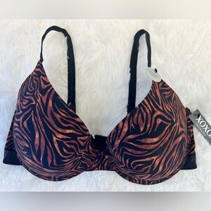 XOXO Women's Black and Brown Animal Print Bra 42D NWT.